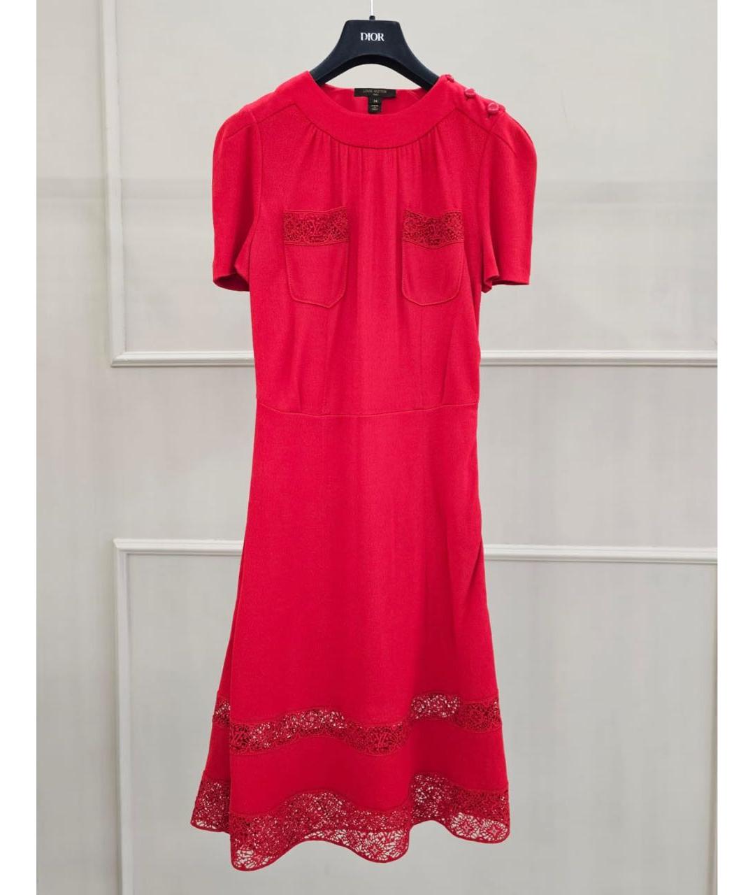 LOUIS VUITTON Красное вискозное повседневное платье, фото 7