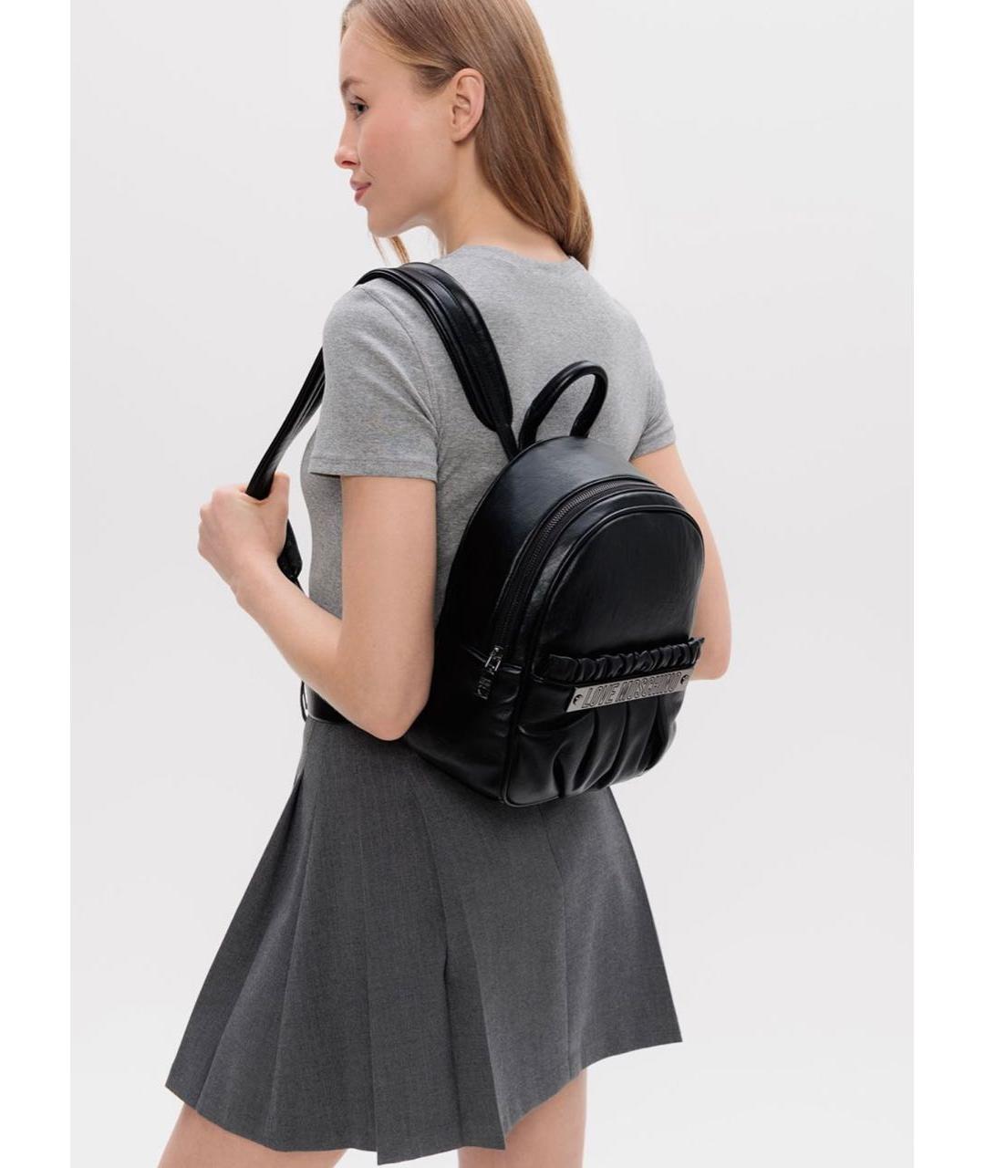 LOVE MOSCHINO Черный рюкзак из искусственной кожи, фото 4