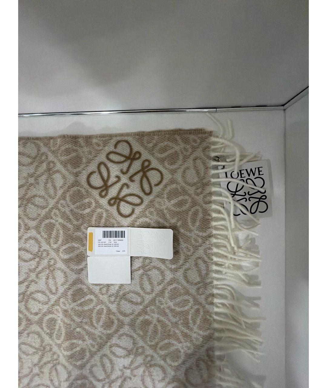 LOEWE Бежевый кашемировый шарф, фото 4