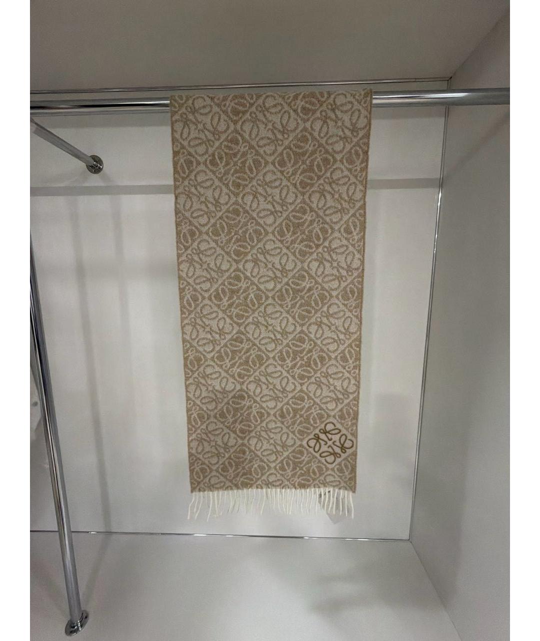 LOEWE Бежевый кашемировый шарф, фото 5