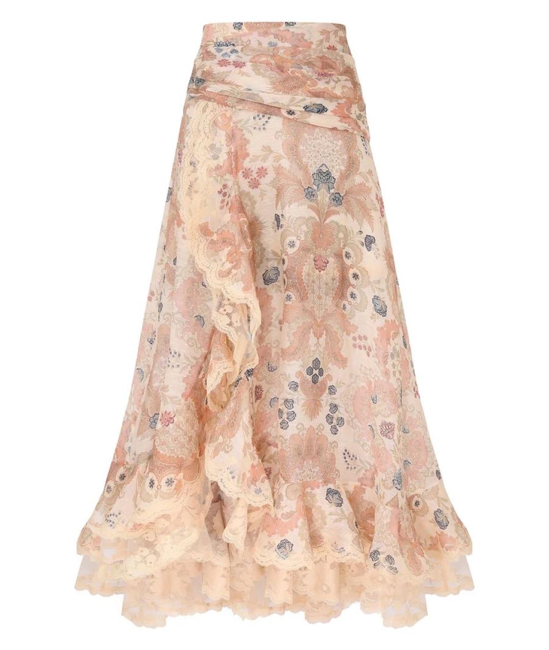 ZIMMERMANN Розовая шелковая юбка макси, фото 7