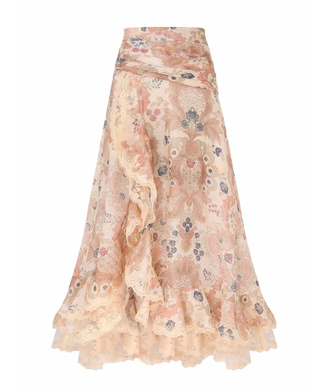 ZIMMERMANN Розовая шелковая юбка макси, фото 1
