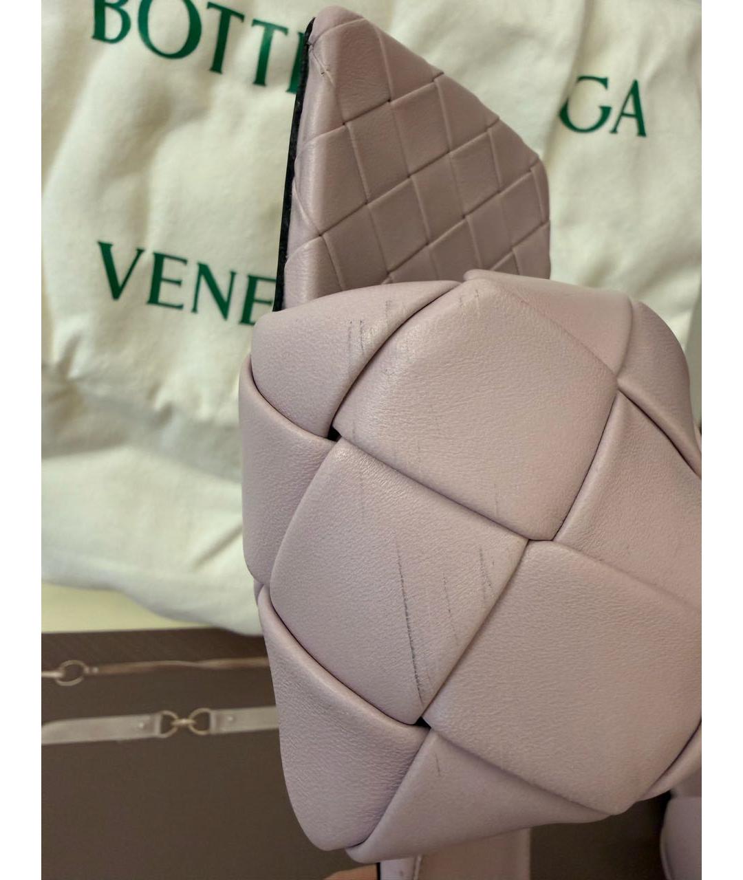 BOTTEGA VENETA Фиолетовые кожаные шлепанцы, фото 7