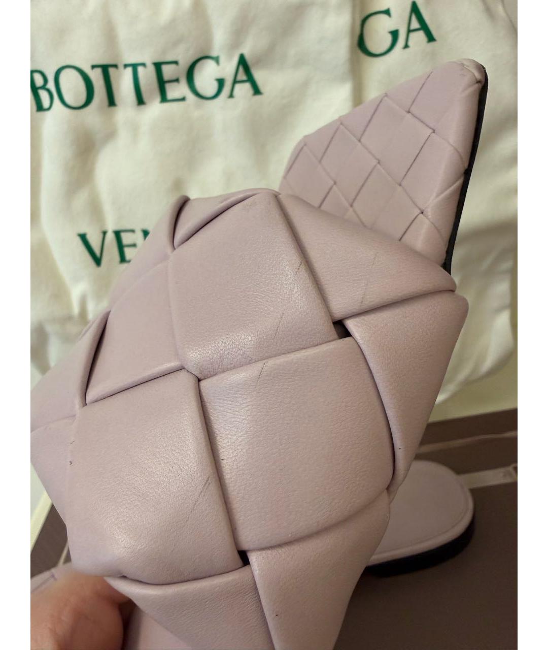 BOTTEGA VENETA Фиолетовые кожаные шлепанцы, фото 8