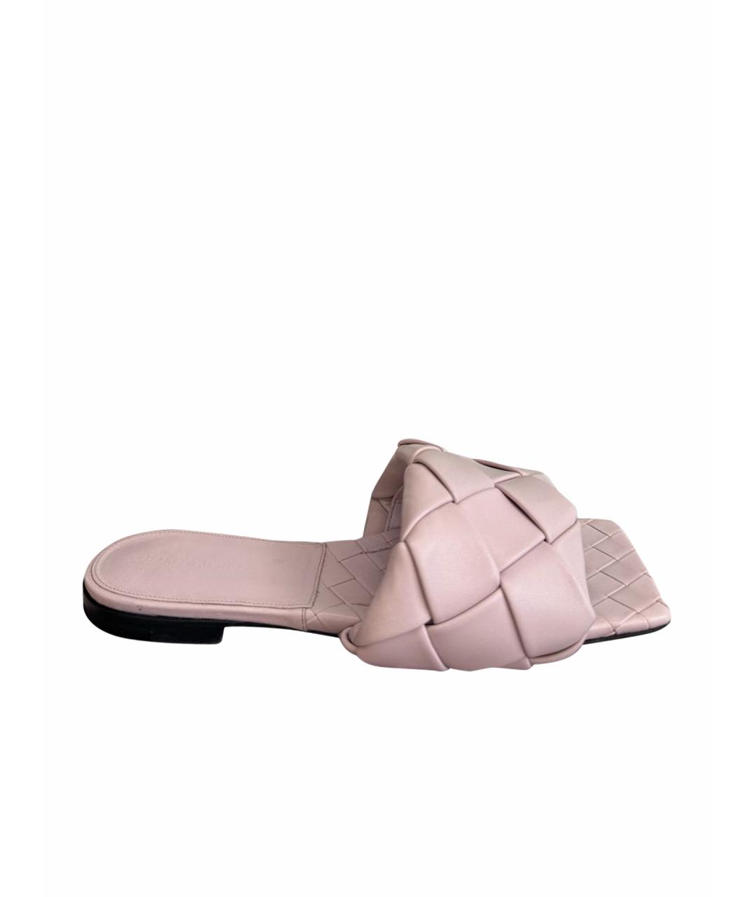 BOTTEGA VENETA Фиолетовые кожаные шлепанцы, фото 1