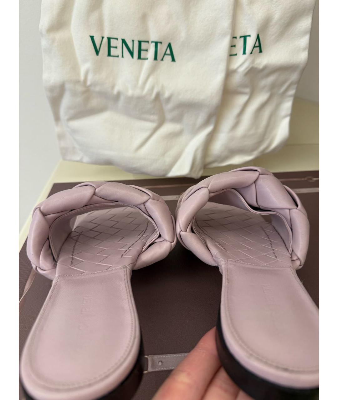 BOTTEGA VENETA Фиолетовые кожаные шлепанцы, фото 4