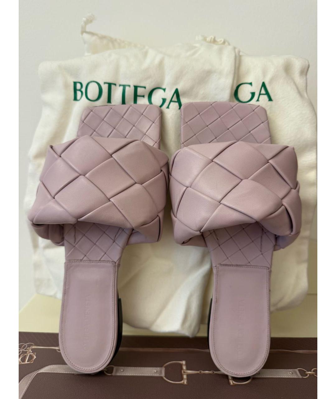 BOTTEGA VENETA Фиолетовые кожаные шлепанцы, фото 3