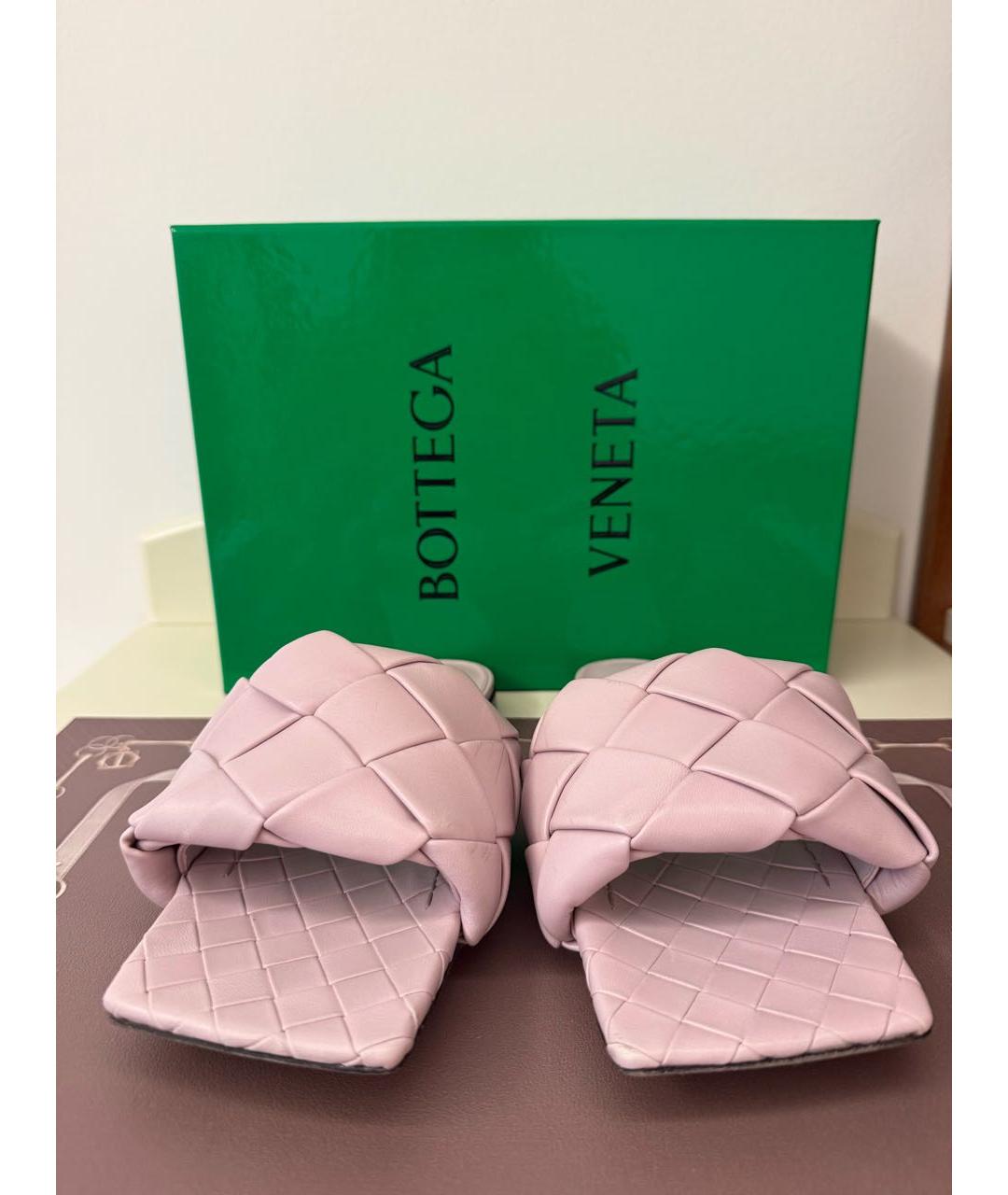 BOTTEGA VENETA Фиолетовые кожаные шлепанцы, фото 2