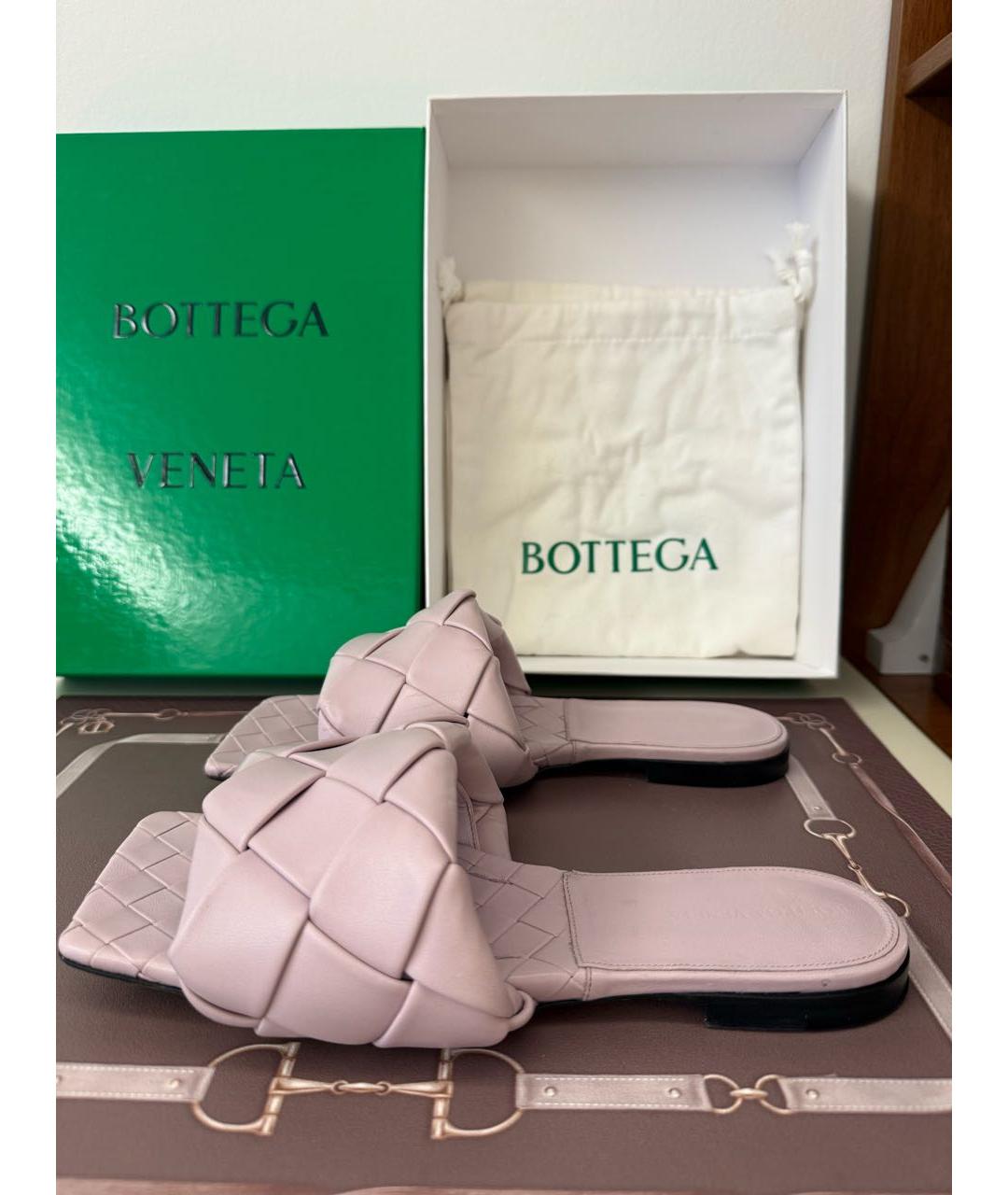 BOTTEGA VENETA Фиолетовые кожаные шлепанцы, фото 9