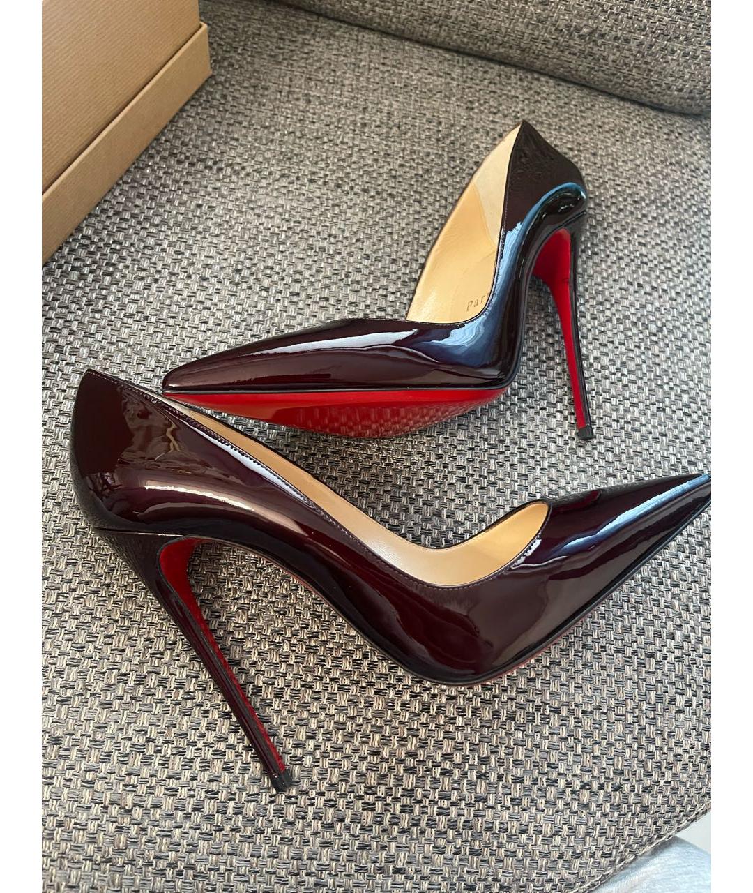 CHRISTIAN LOUBOUTIN Бордовые туфли из лакированной кожи, фото 4