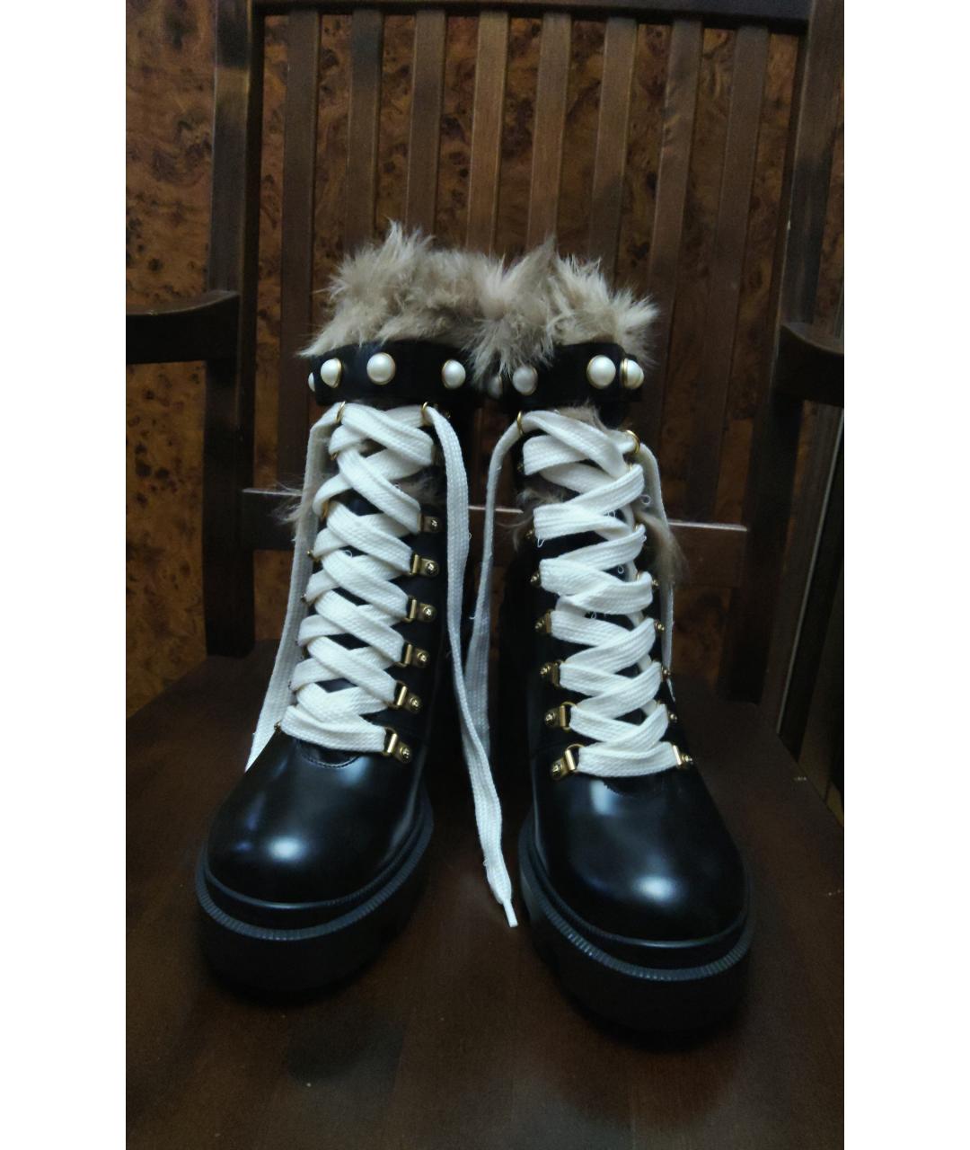 GUCCI Черные кожаные ботинки, фото 2