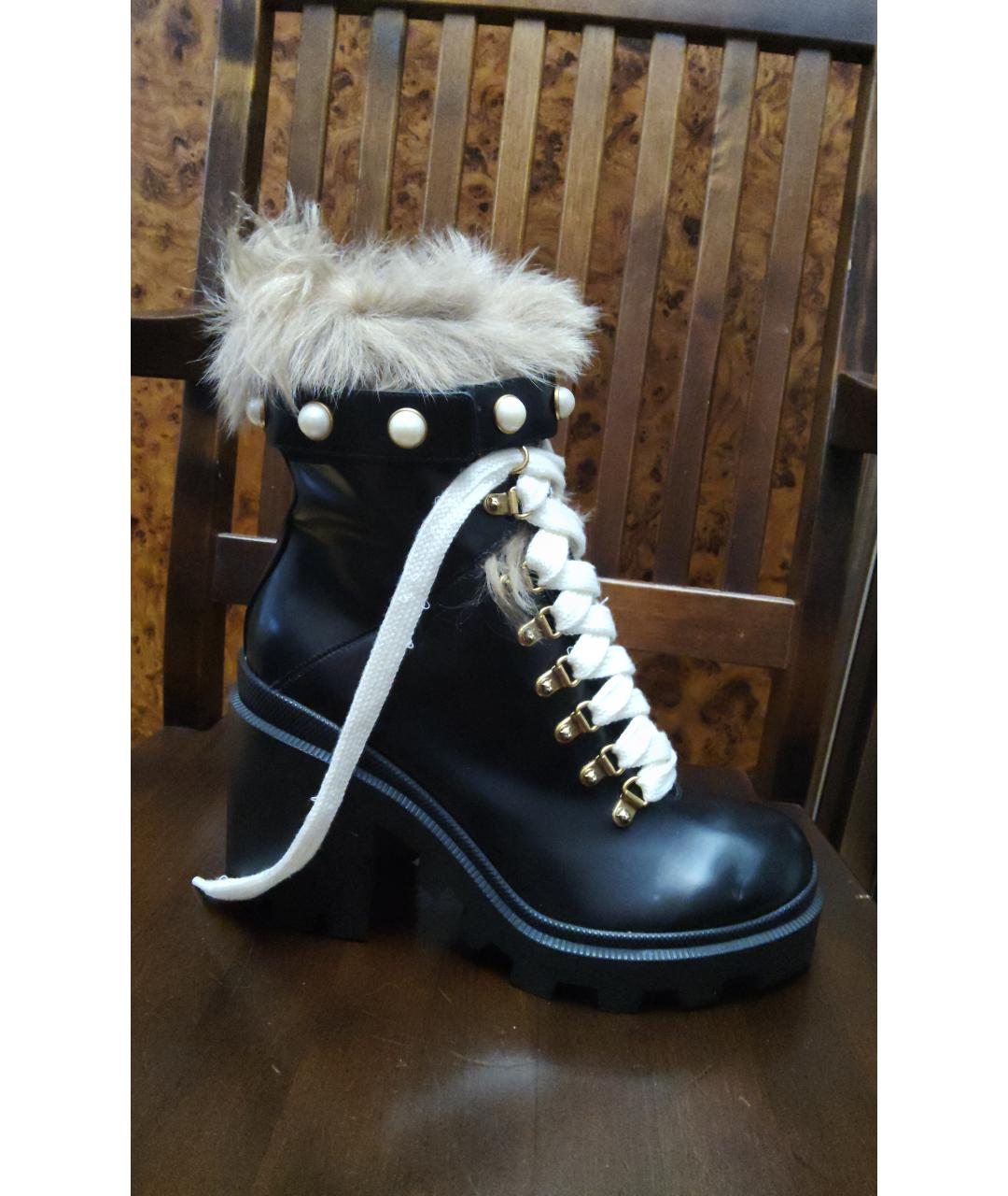 GUCCI Черные кожаные ботинки, фото 6