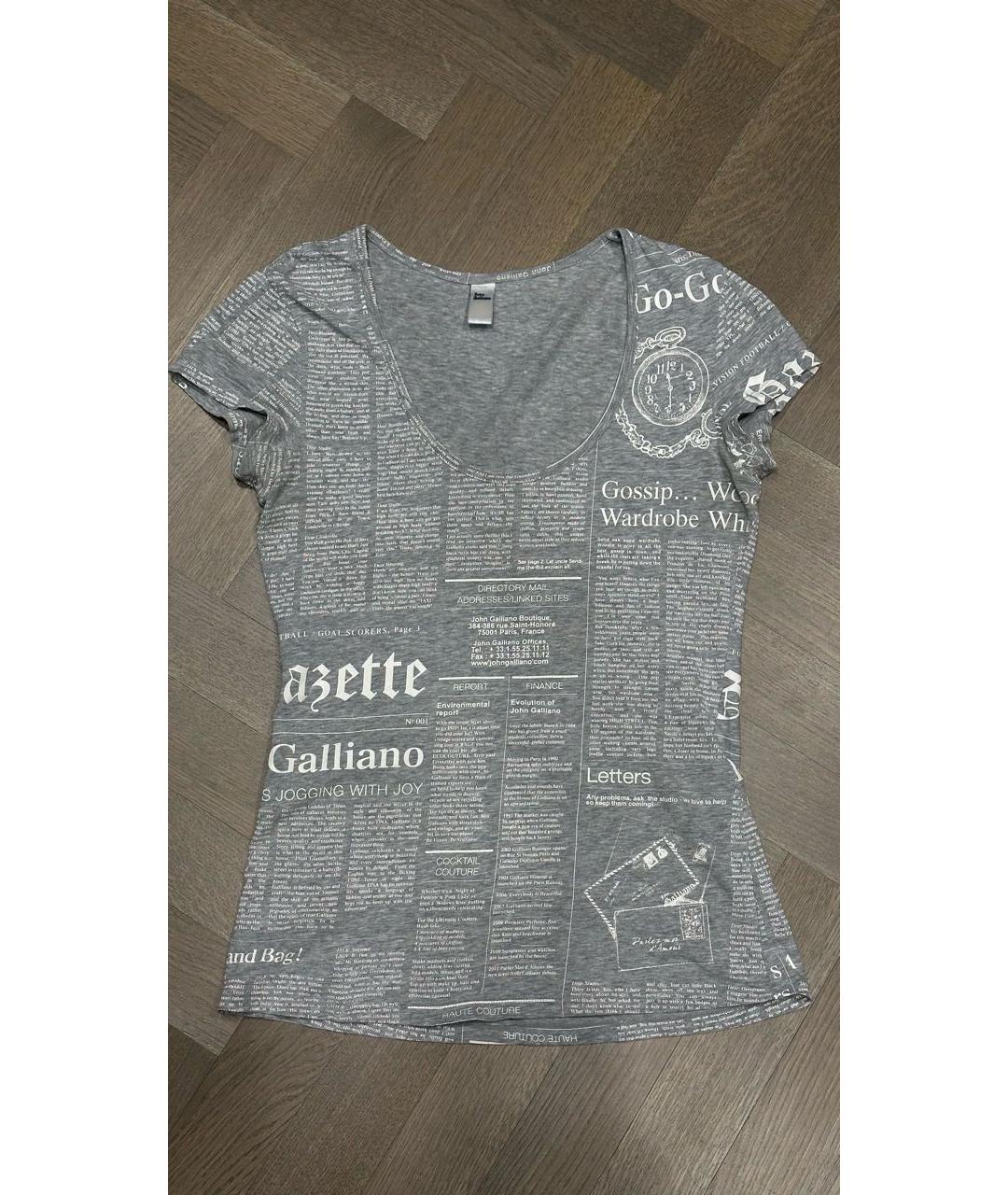JOHN GALLIANO Серая хлопко-эластановая футболка, фото 8