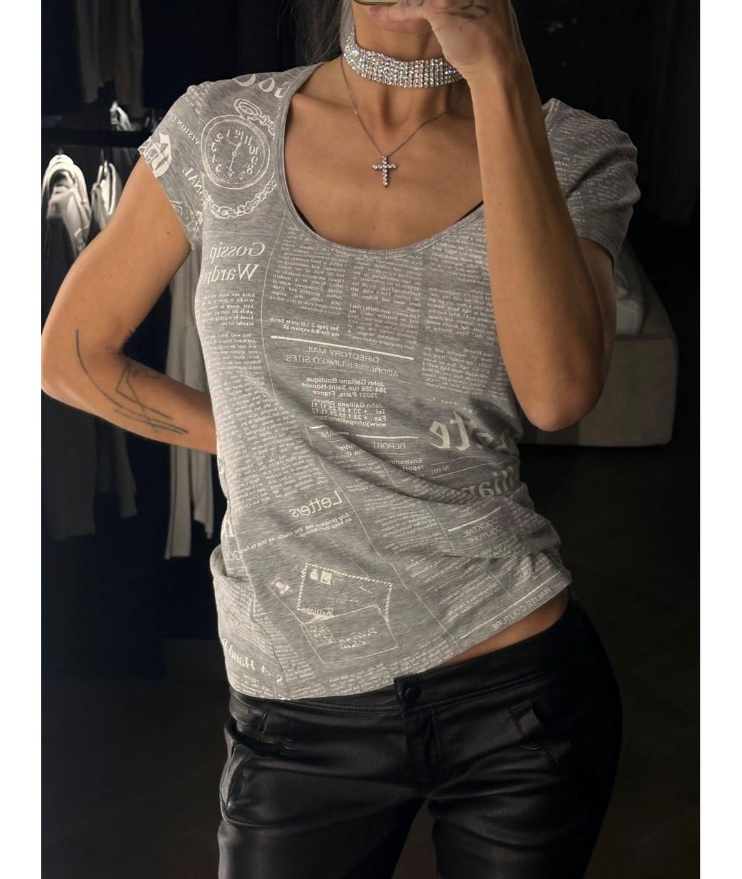 JOHN GALLIANO Серая хлопко-эластановая футболка, фото 7