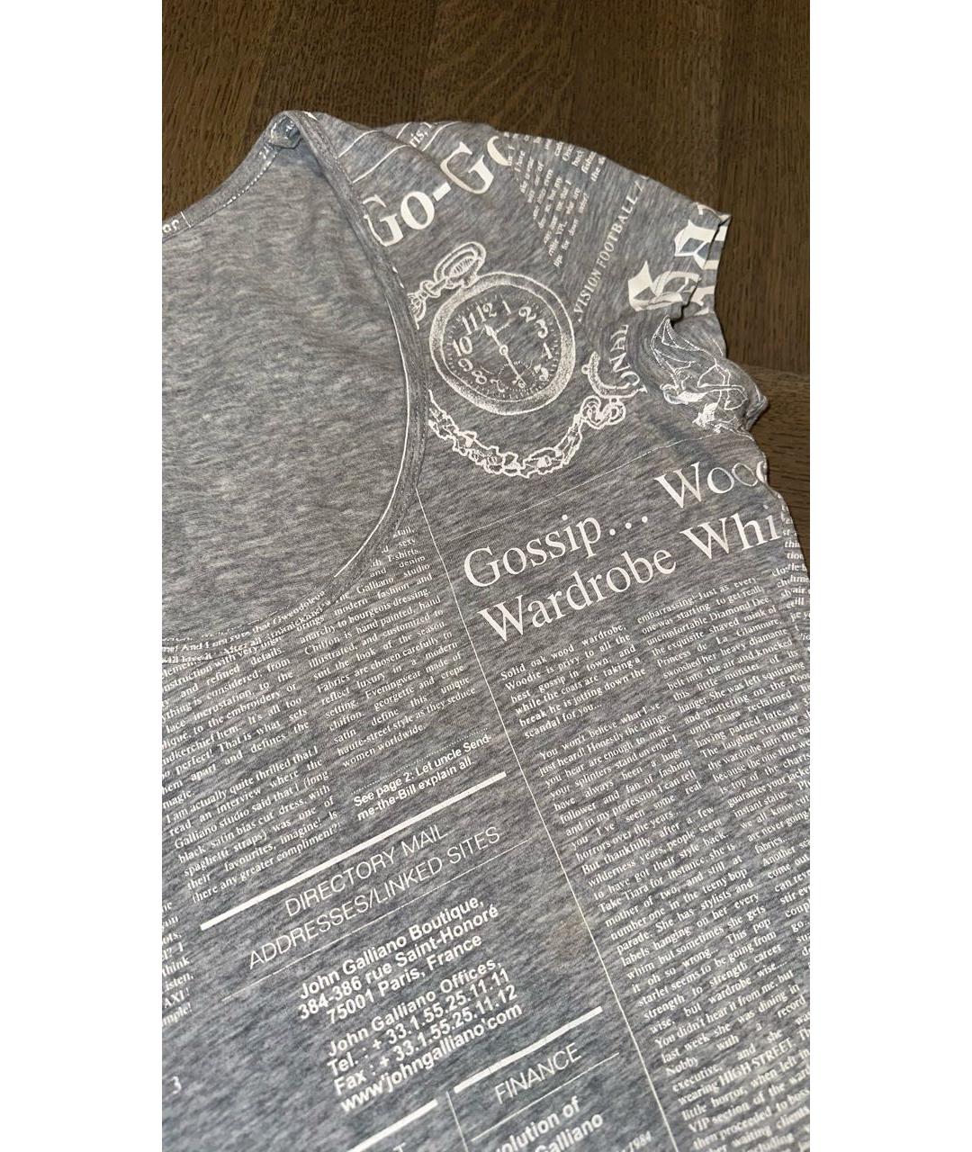 JOHN GALLIANO Серая хлопко-эластановая футболка, фото 6