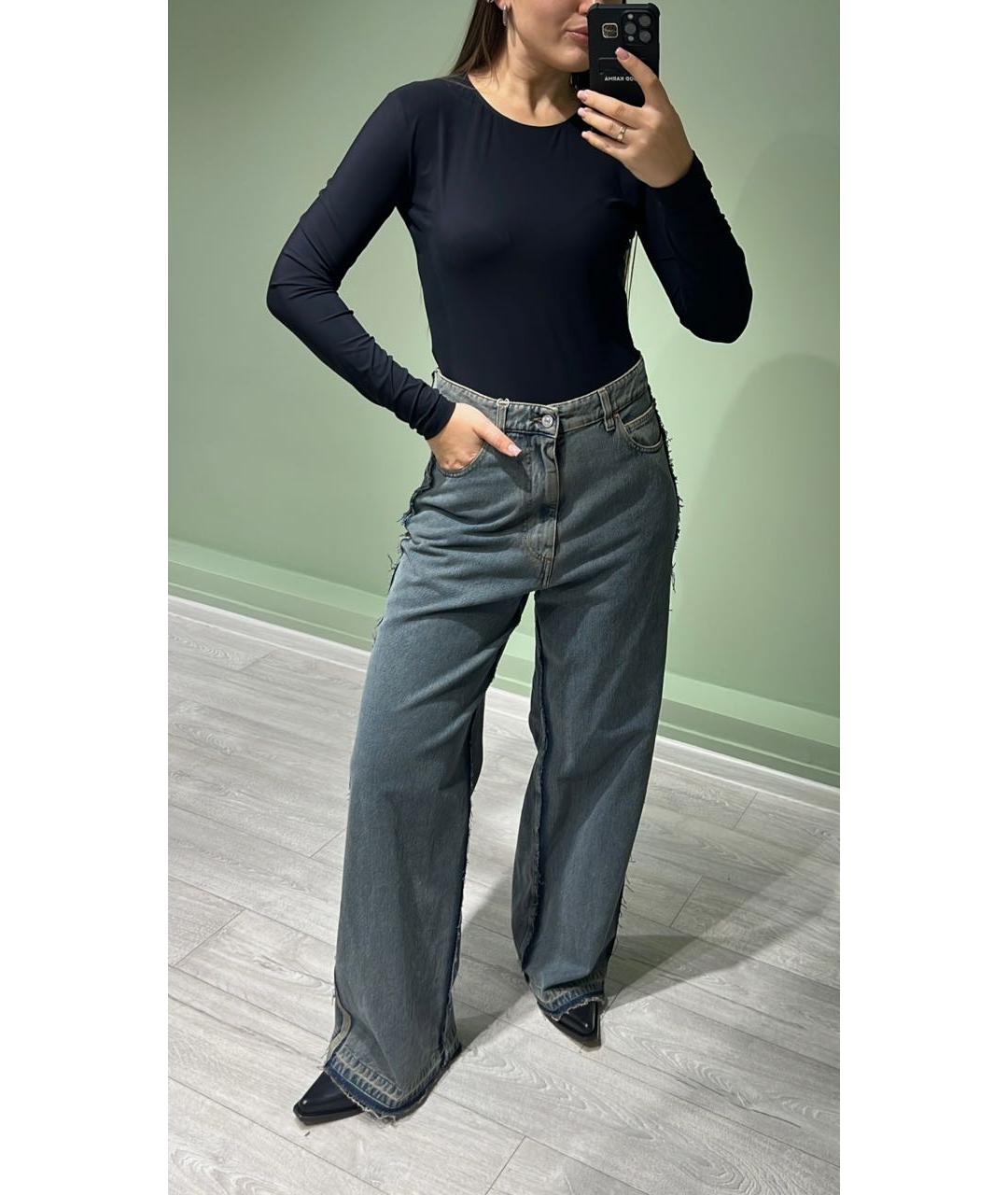 MM6 MAISON MARGIELA Темно-синие хлопковые прямые джинсы, фото 7