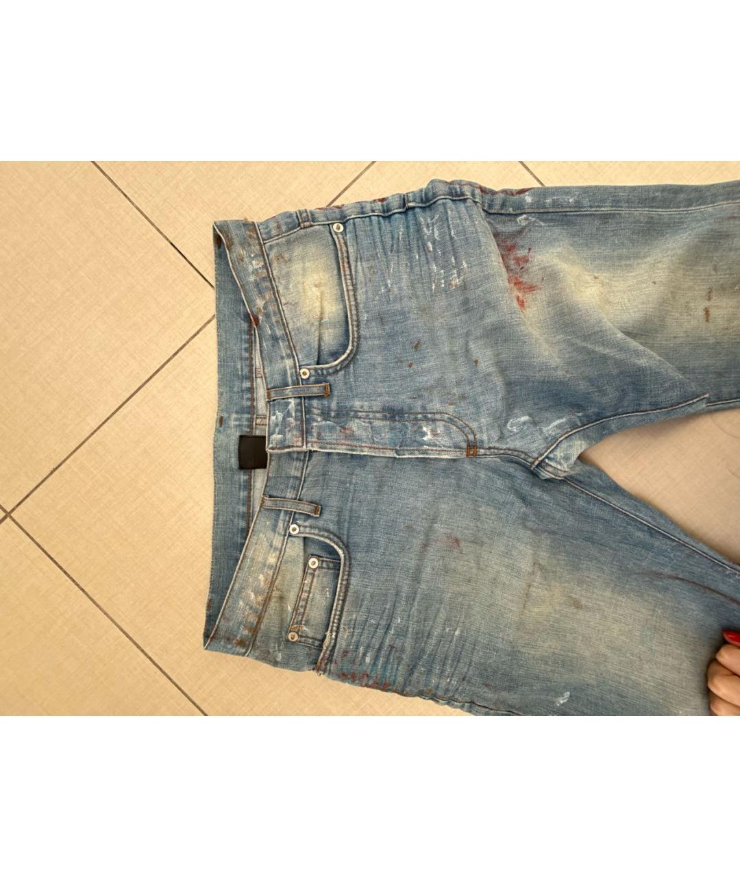 CHRISTIAN DIOR Голубые хлопковые джинсы скинни, фото 3