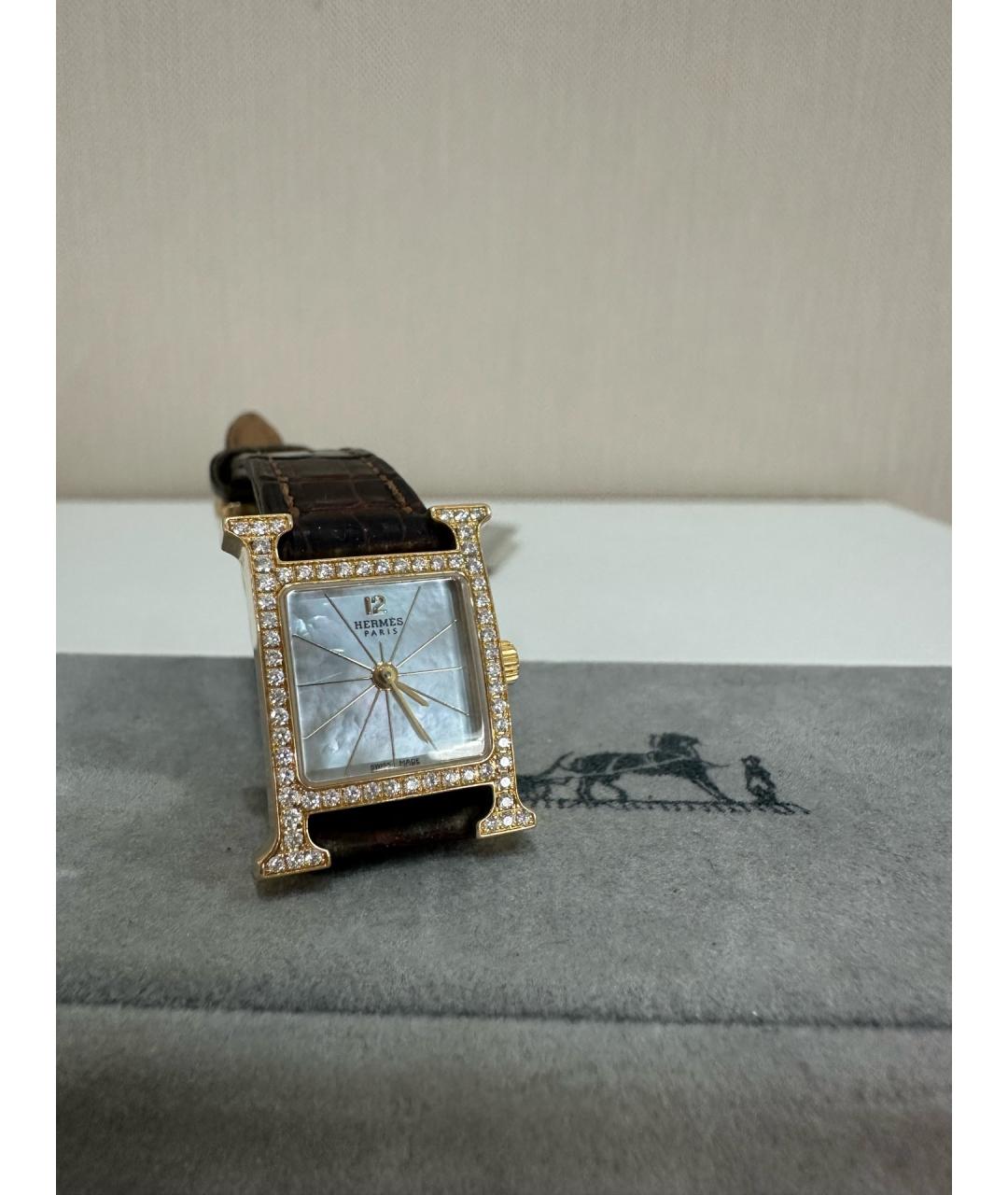 HERMES Белые часы из розового золота, фото 5