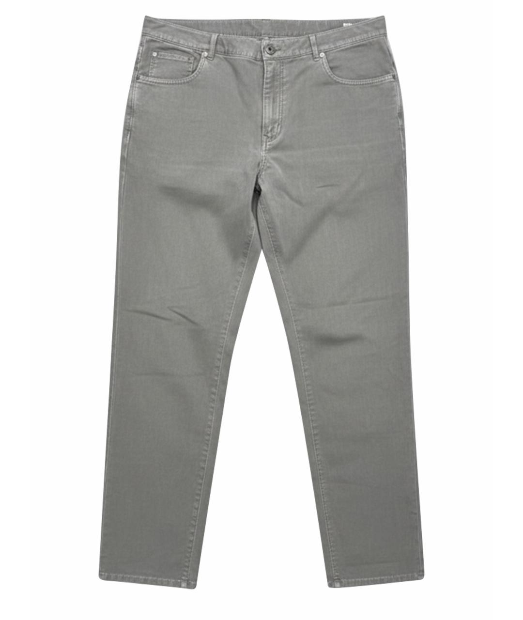 BRUNELLO CUCINELLI Антрацитовые хлопковые прямые джинсы, фото 1