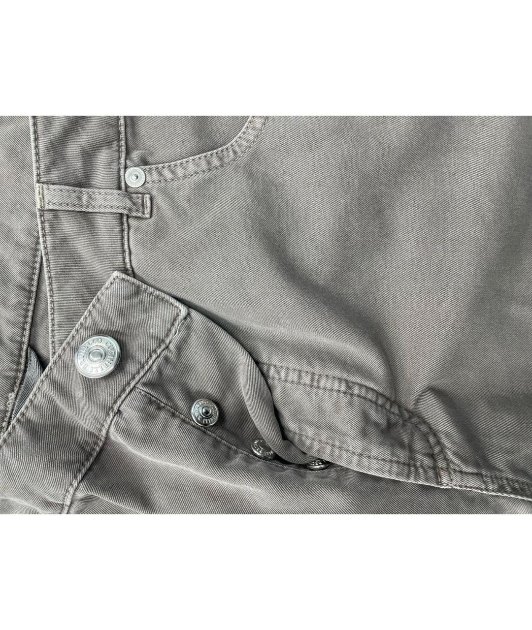 BRUNELLO CUCINELLI Антрацитовые хлопковые прямые джинсы, фото 4