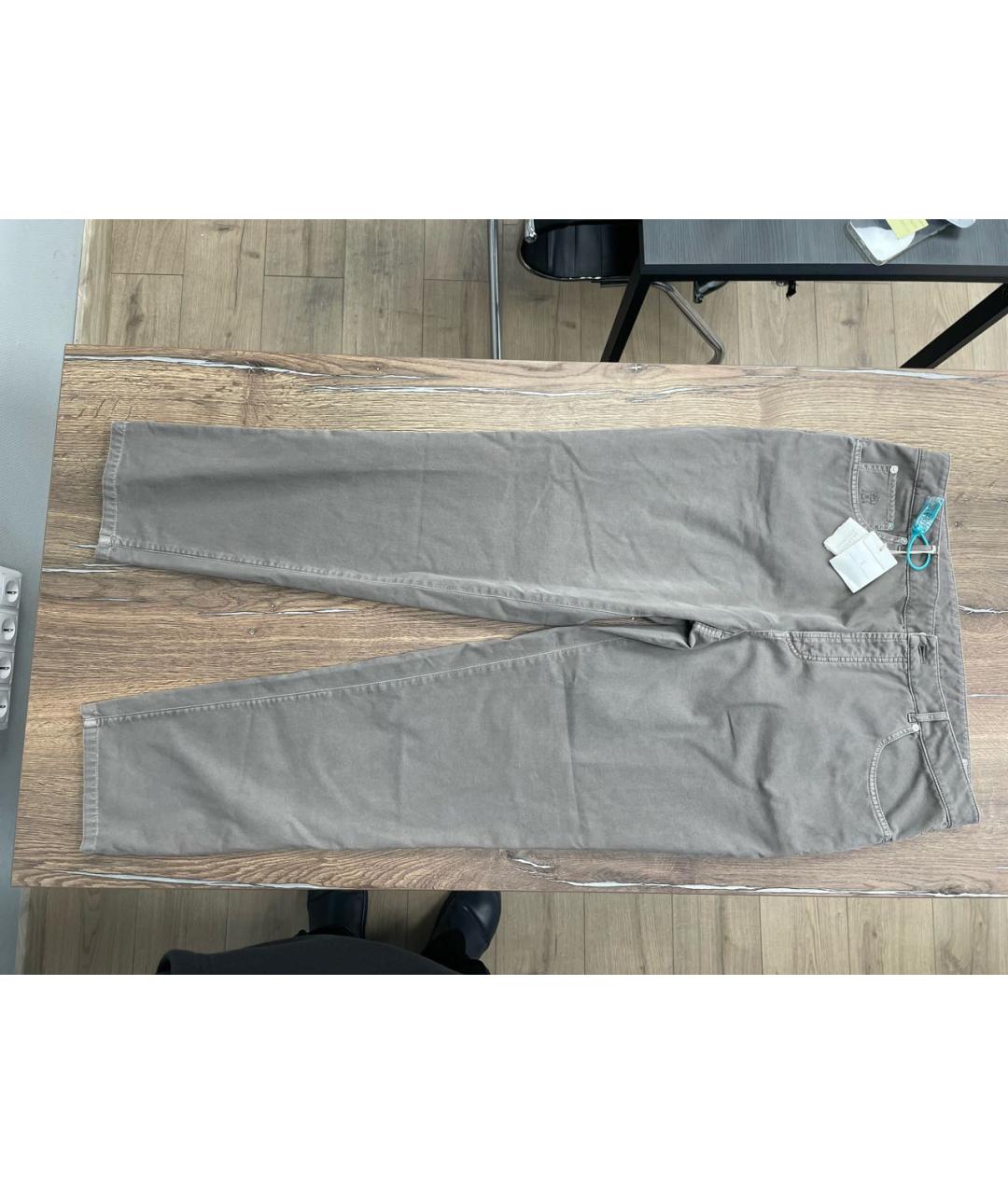 BRUNELLO CUCINELLI Антрацитовые хлопковые прямые джинсы, фото 5