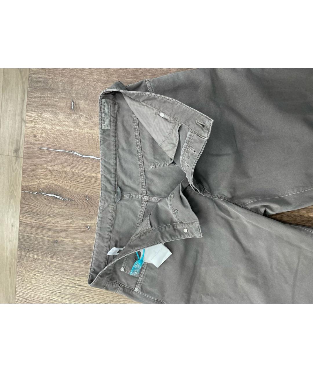 BRUNELLO CUCINELLI Антрацитовые хлопковые прямые джинсы, фото 3