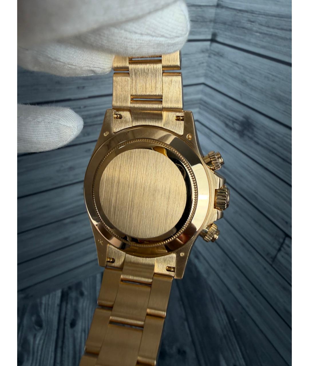 ROLEX Черные часы из желтого золота, фото 8