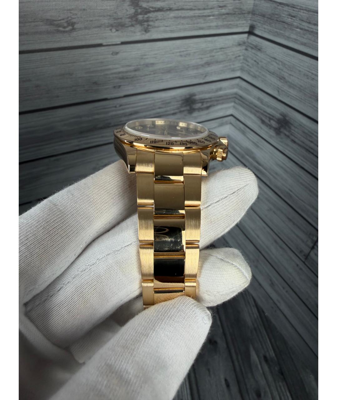 ROLEX Черные часы из желтого золота, фото 7