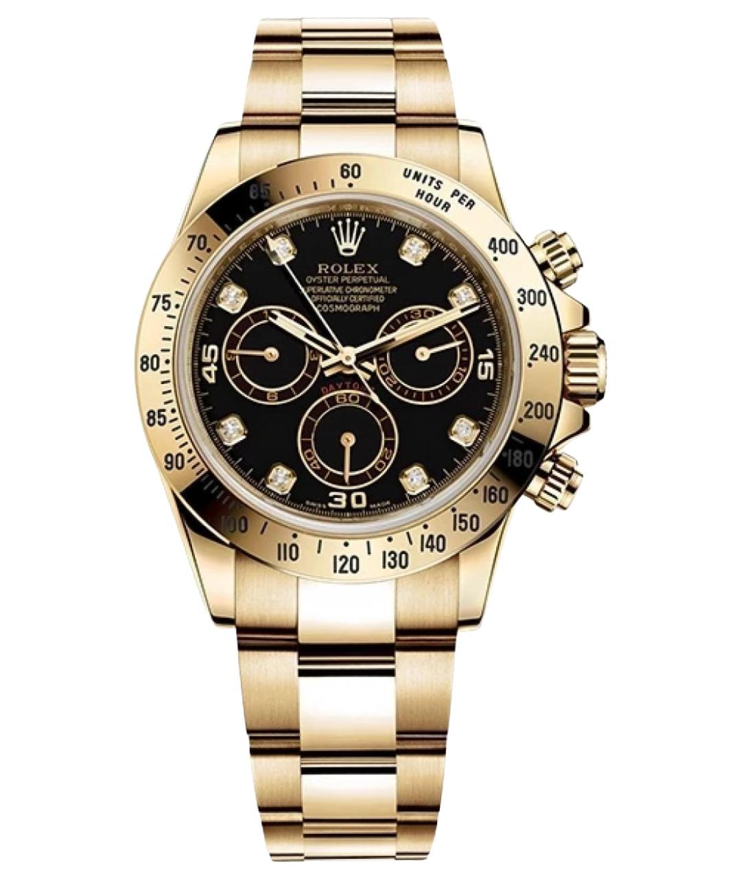 ROLEX Черные часы из желтого золота, фото 1