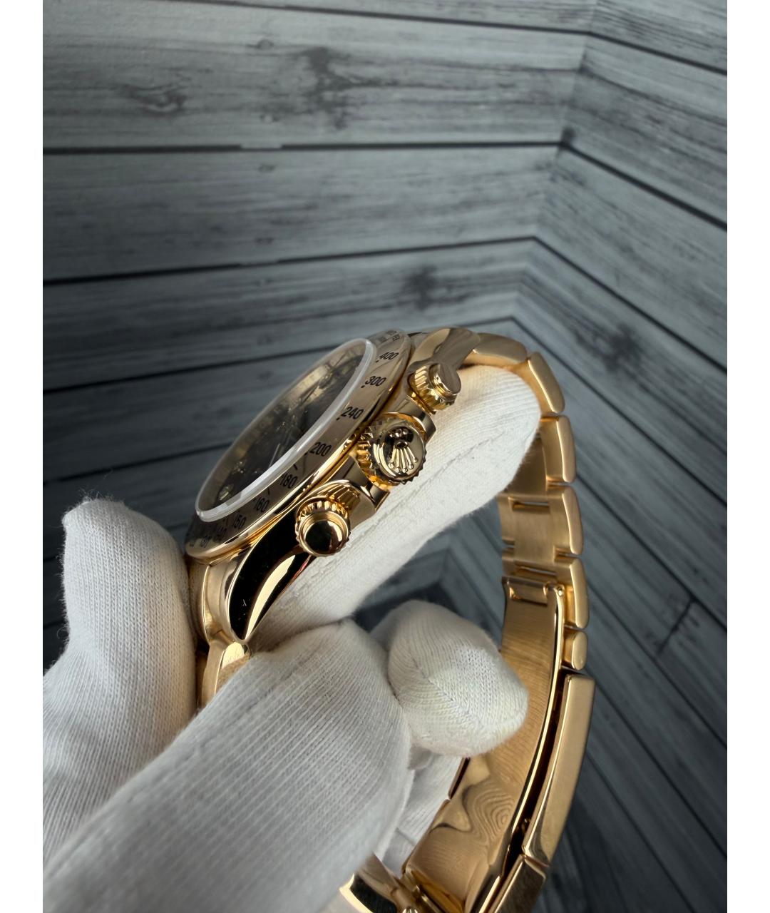 ROLEX Черные часы из желтого золота, фото 5