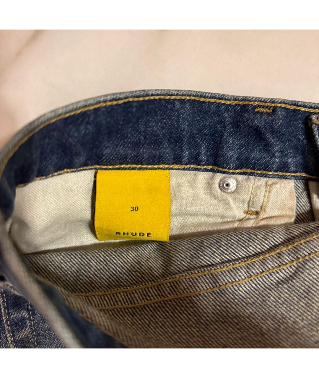 RHUDE Темно-синие хлопковые прямые джинсы, фото 6