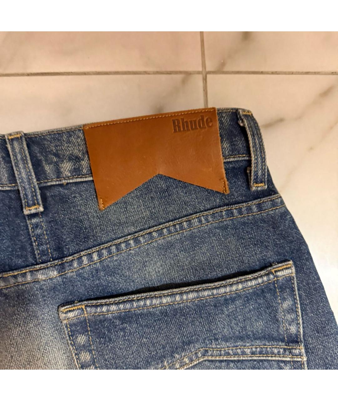 RHUDE Темно-синие хлопковые прямые джинсы, фото 5