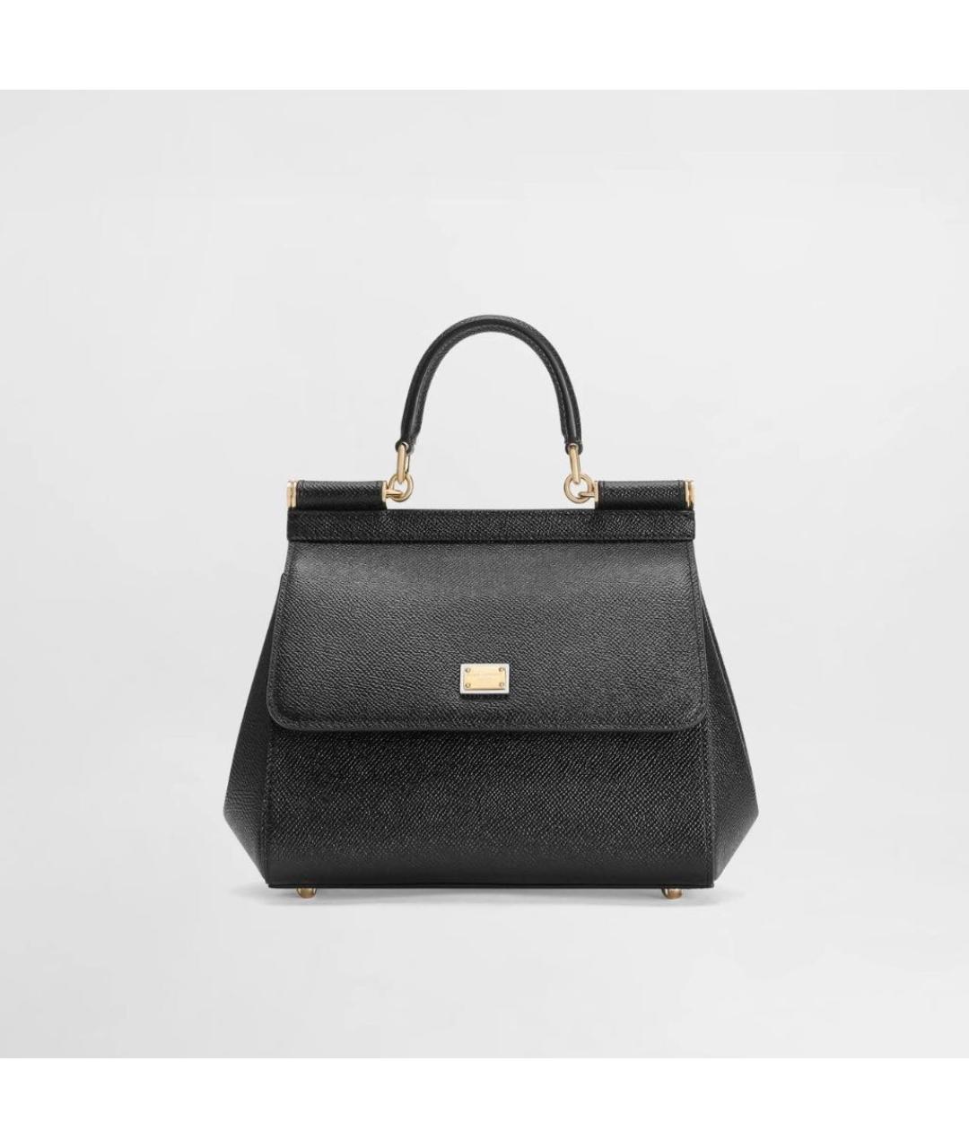 DOLCE&GABBANA Черная кожаная сумка с короткими ручками, фото 7