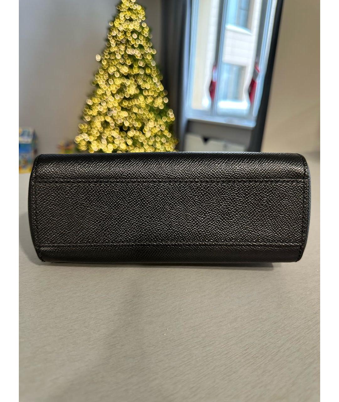 DOLCE&GABBANA Черная кожаная сумка с короткими ручками, фото 6