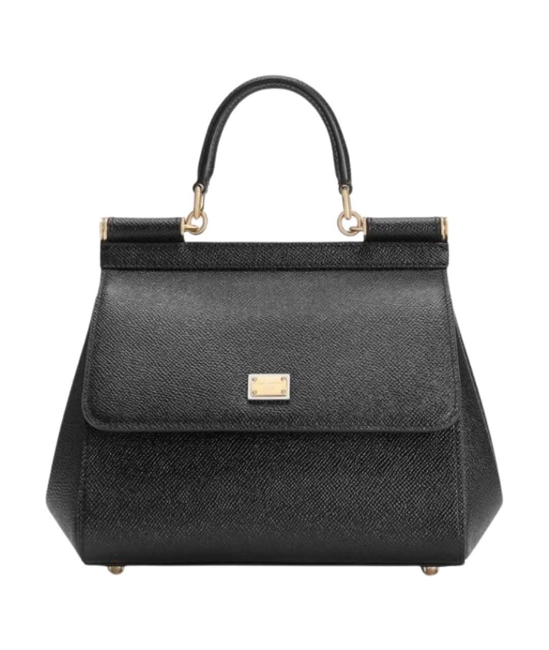 DOLCE&GABBANA Черная кожаная сумка с короткими ручками, фото 1