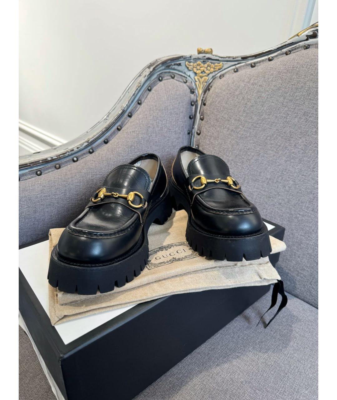 GUCCI Черные кожаные лоферы, фото 2