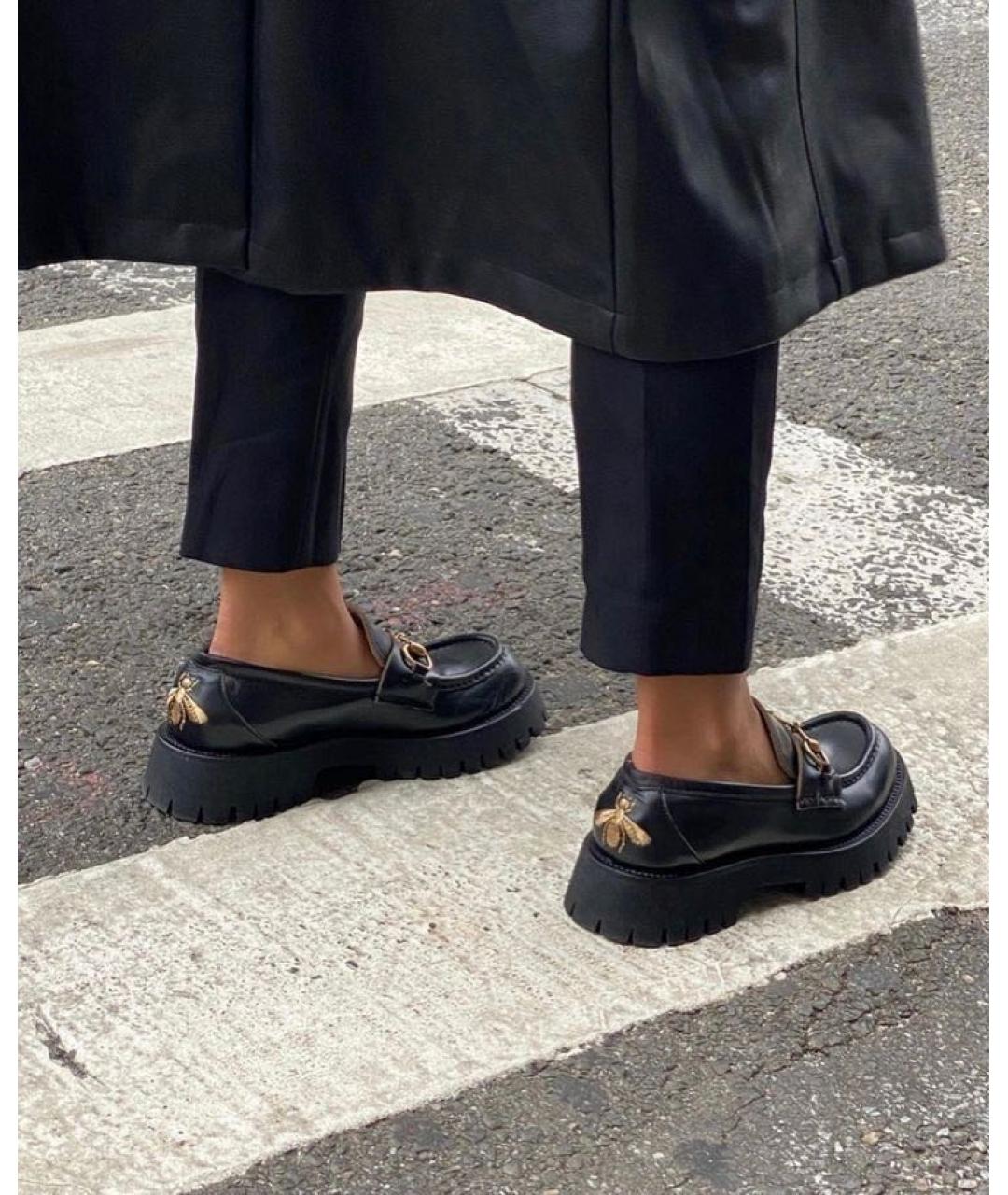 GUCCI Черные кожаные лоферы, фото 4