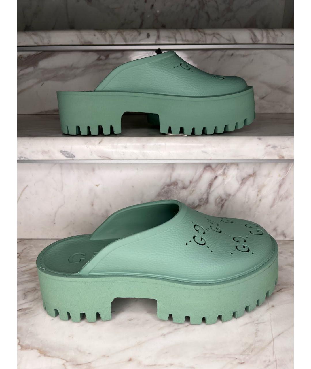 GUCCI Бирюзовые резиновые сабо, фото 8