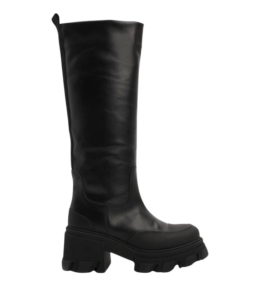 GANNI Черные кожаные сапоги, фото 1