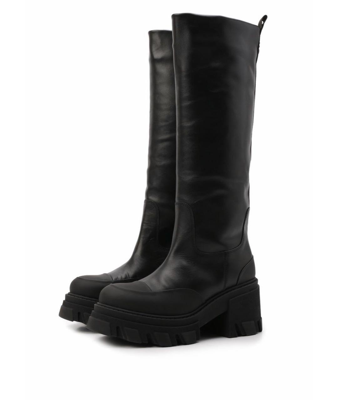 GANNI Черные кожаные сапоги, фото 2