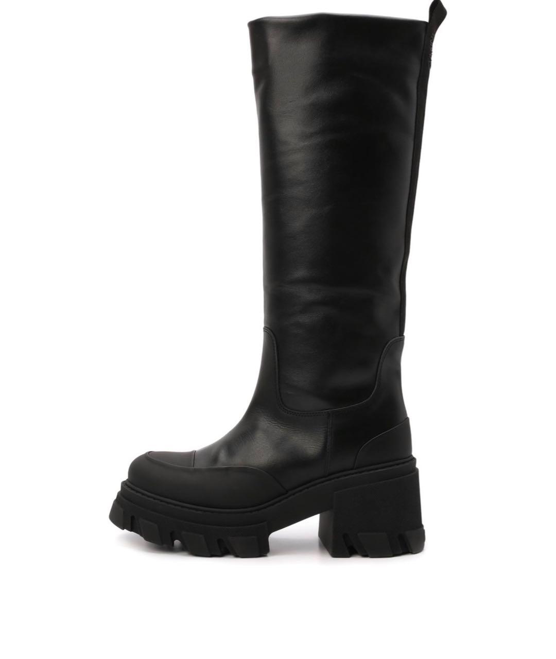 GANNI Черные кожаные сапоги, фото 7