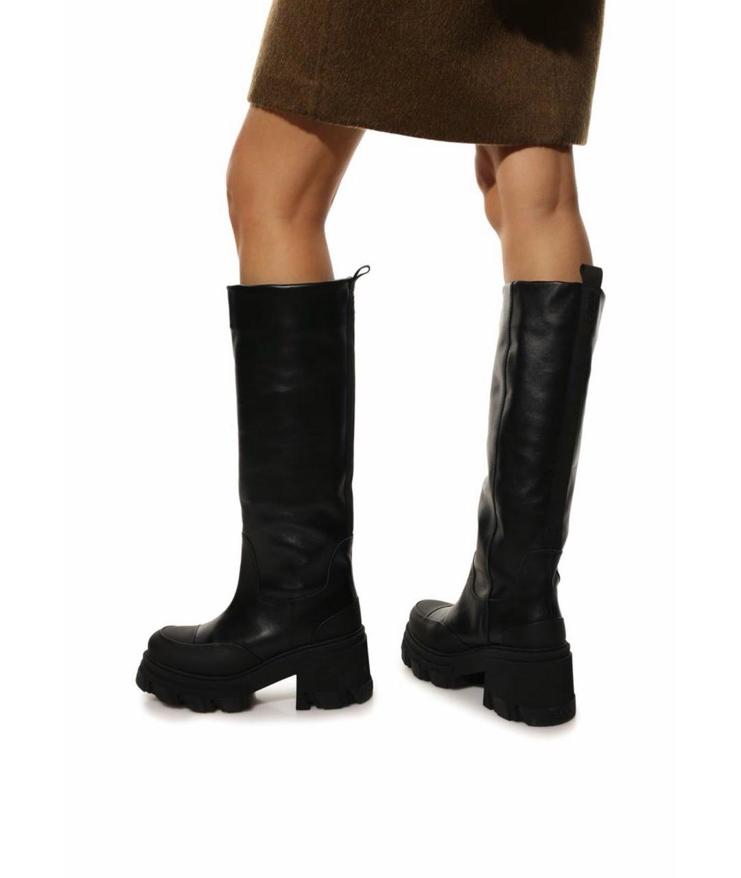 GANNI Черные кожаные сапоги, фото 6