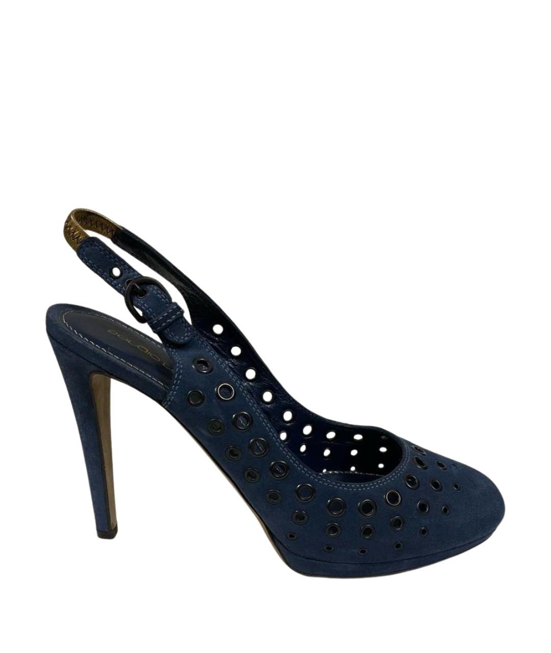 SERGIO ROSSI Синие замшевые босоножки, фото 1