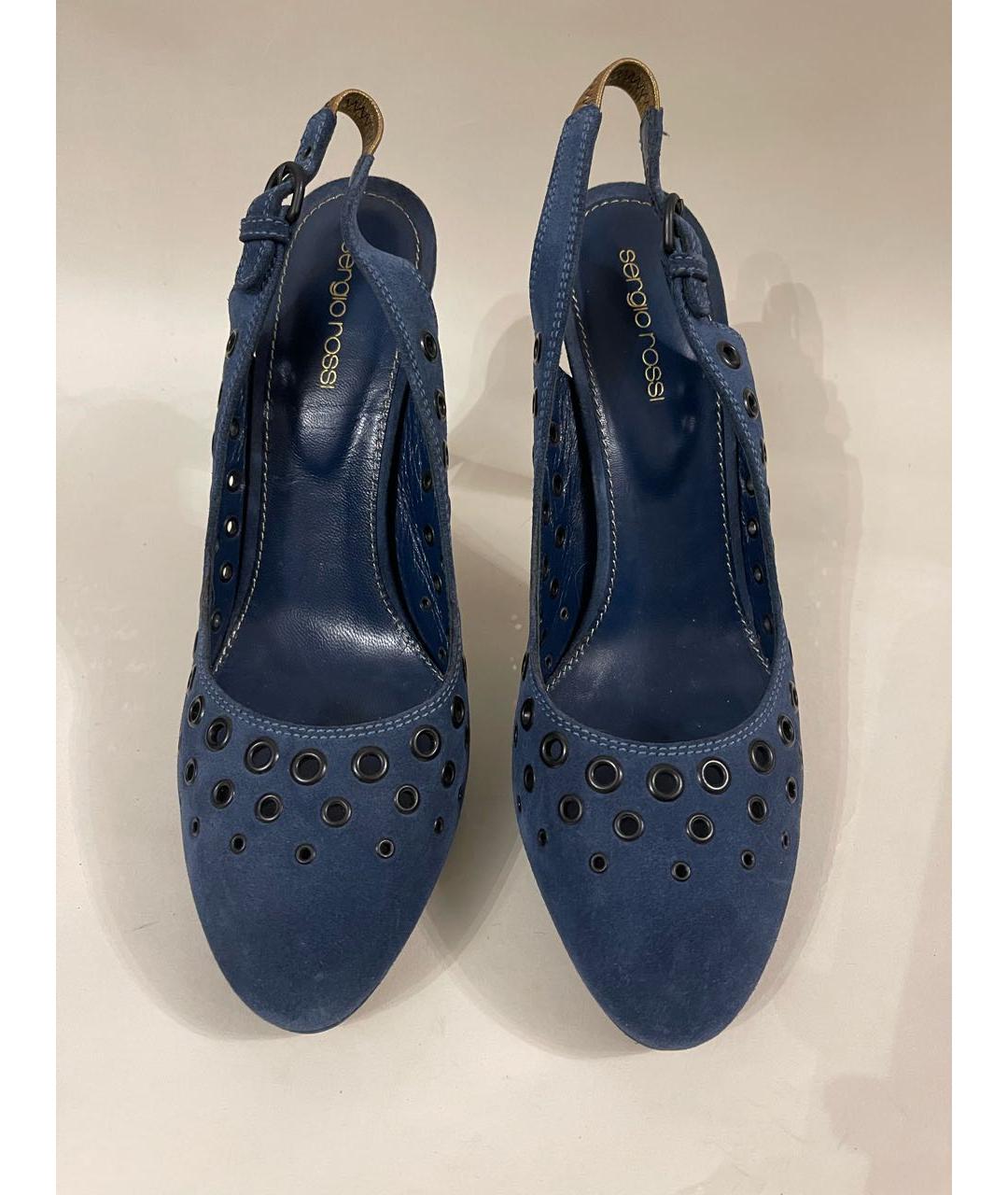 SERGIO ROSSI Синие замшевые босоножки, фото 3