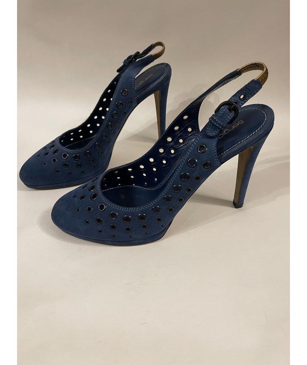 SERGIO ROSSI Синие замшевые босоножки, фото 2