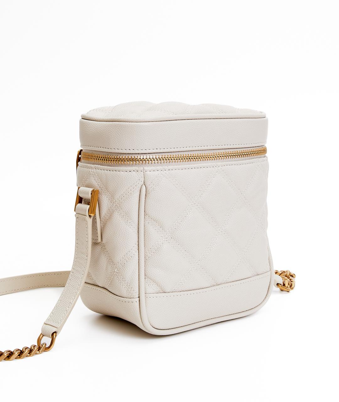 SAINT LAURENT Белая кожаная сумка через плечо, фото 4