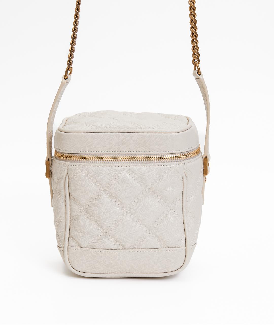 SAINT LAURENT Белая кожаная сумка через плечо, фото 9