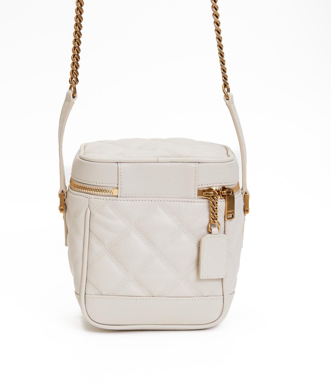 SAINT LAURENT Белая кожаная сумка через плечо, фото 3