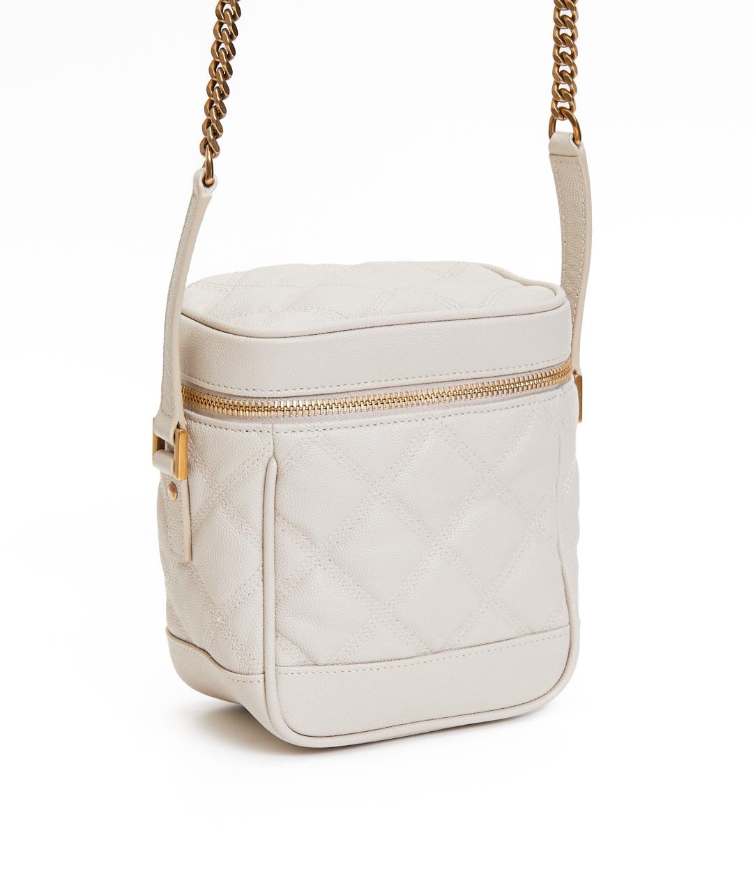 SAINT LAURENT Белая кожаная сумка через плечо, фото 2