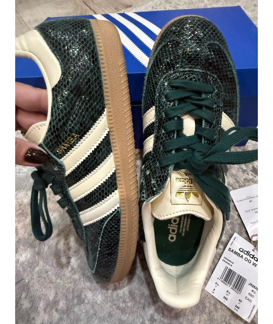 ADIDAS Зеленые кожаные кеды, фото 4